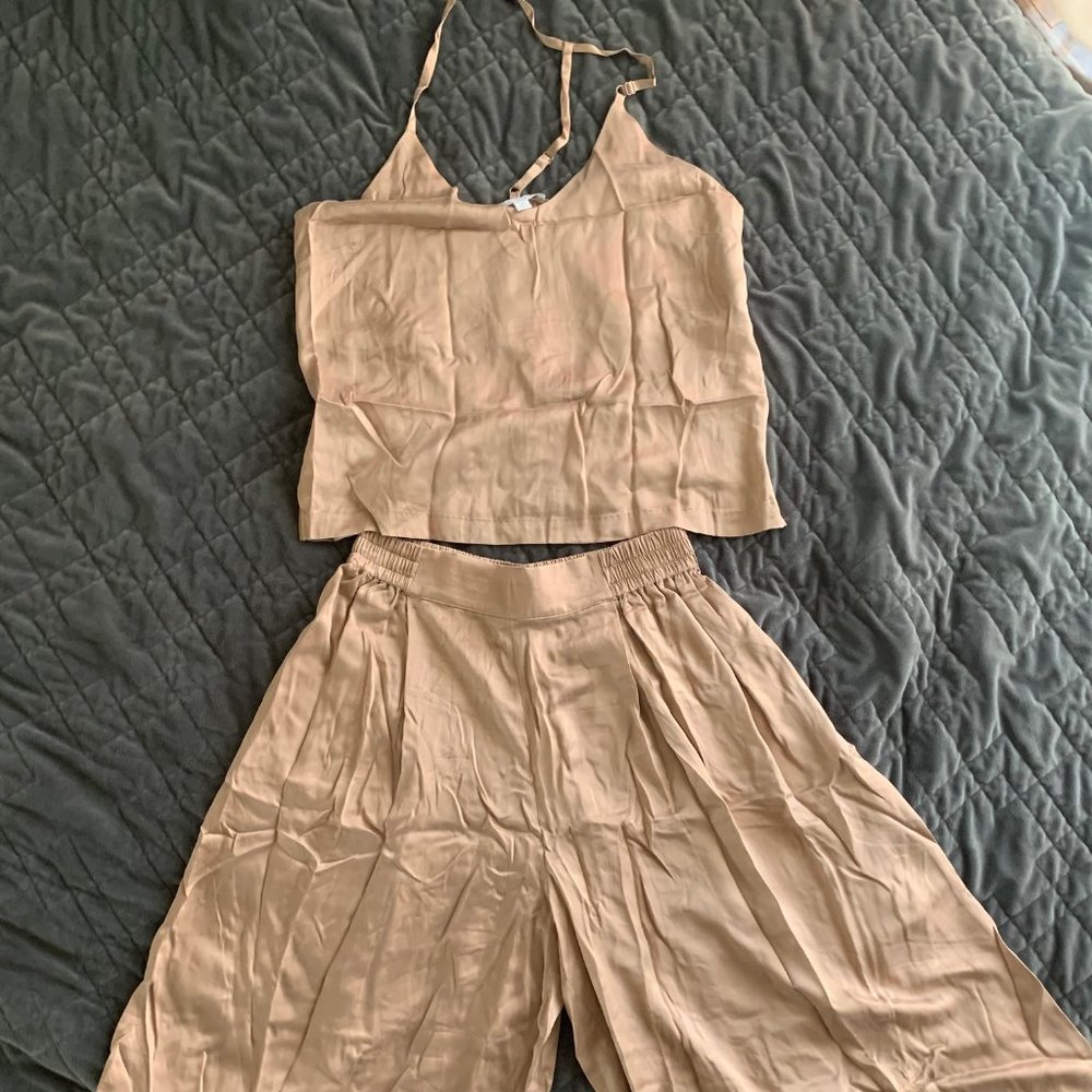 Lunya Washable Silk Wide Leg Crop Set Medium